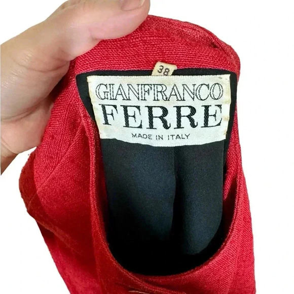 Gianfranco Ferre Vintage Raw Silk Gold Button Oversized Power Blazer Sz:38/US8 - Picture 7 of 15